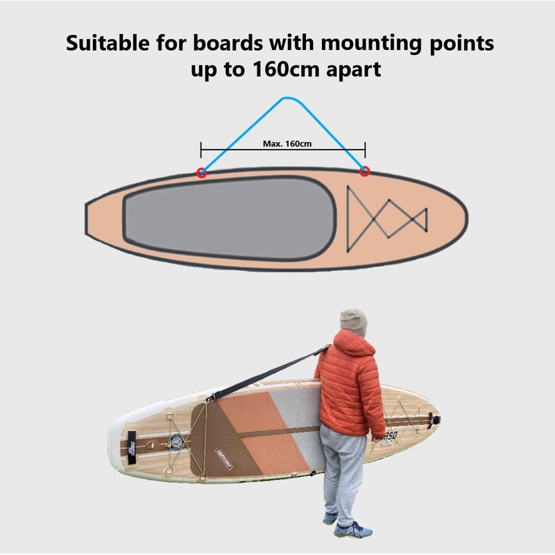 Scrabo Heavy Duty Paddleboard SUP Shoulder Carry Strap Weatherproof Black