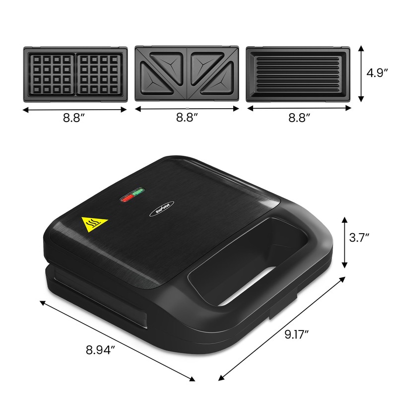 Sunvivi 3 in 1 Electric Sandwich Maker, Panini Press Grill