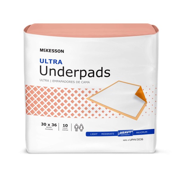 McKesson UPHV3036 StayDry Ultra Underpads, 30" x 36" (2 Packs of 10)