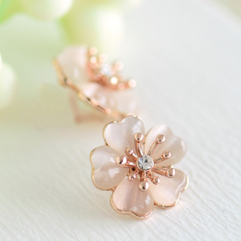 IUHA (Season Flowers) Cherry Blossom Earrings, Mini Size, Glass Metal,