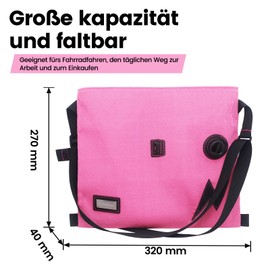 RIDENOW Bicycle Bag for Cycling Racing, Pink Shoulder Bag, Lightweight, Portable, Foldable, Waterproof Bag for Daily Life, Travel, Gift
