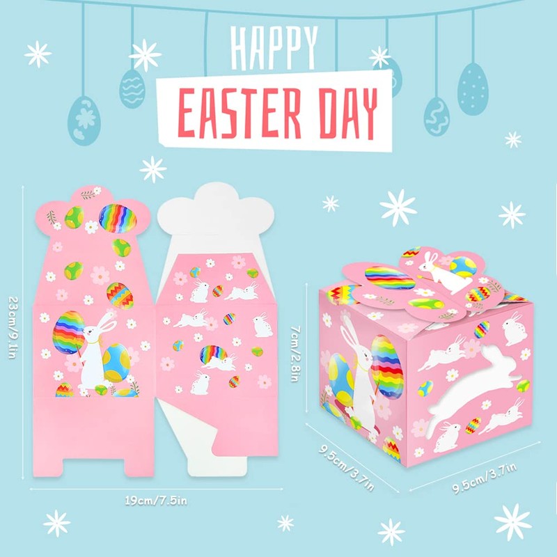 12pcs Easter Treat Boxes, Easter Gift Candy Boxes Bunny Paper