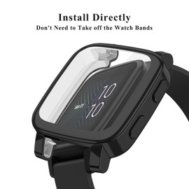 Wanme Pack of 3 Case Compatible with Garmin Venu Sq Case/Garmin Venu Sq 2 / Venu Sq Music/Venu Sq 2 Music Protective Case, HD Shockproof Soft TPU Case Full Protection Display Protection Case