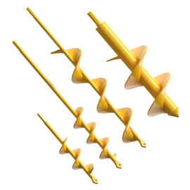 NAFOGAR Garden Auger Drill Bit for Planting - Pack of (4) - Garden Ground Earth Post Hole Digger Drill Auger for Gardening Bulb Bedding Digging Plant Rapid Planter for 3/8in Hex Drill (Yellow)