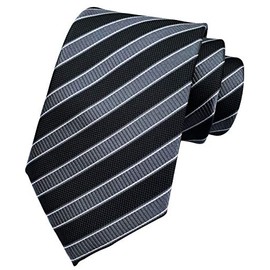 Rosiika Men's Black Grey Striped Western Tie Trendy Patterned Fashion Suit Silk Necktie 3 inch