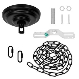 SHENGQINGTOP Heavy Duty Light Fixture Canopy Kit 5.3 Inches Diameter & 5.9 Feet Chain Ceiling Mounting Hardware for Pendant Light, Chandelier or Swag Light Fixtures, Matte Black