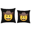 Emoticon Cowboy Hat Face Throw Pillow