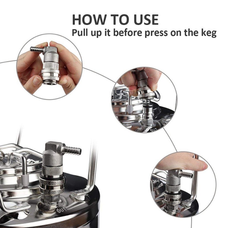 Stainless Steel Ball Lock Keg Quick Connector Dispenser Tool Self