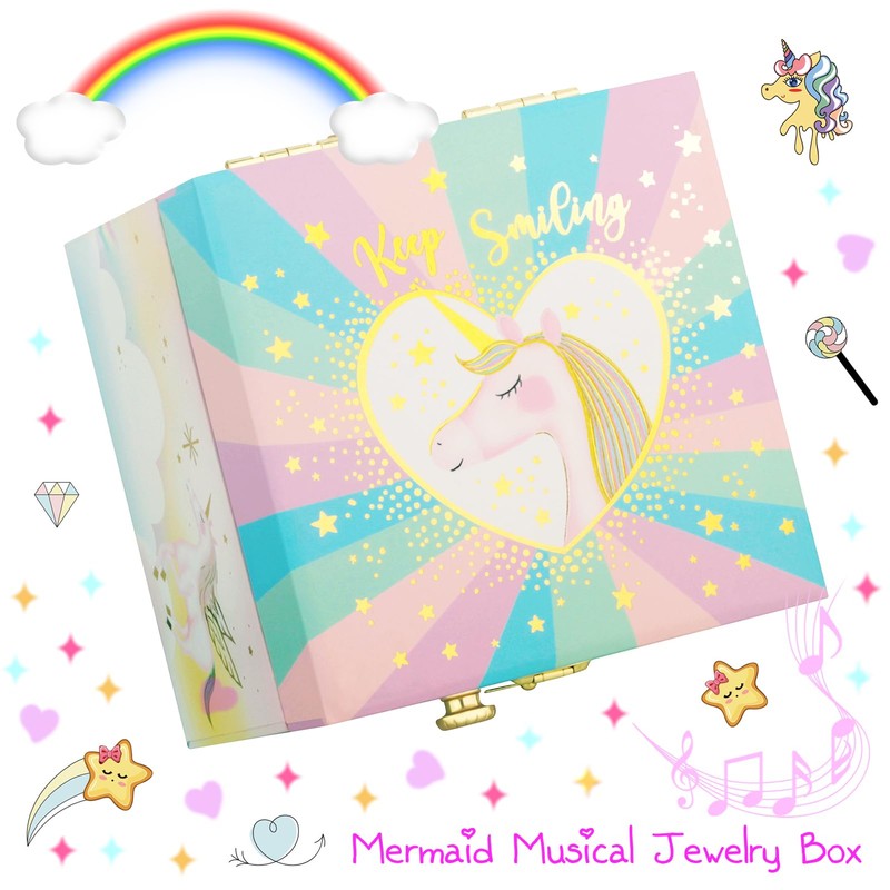 A&A Musical Jewelry Box for Girls Paired with Magic Unicorn