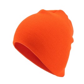 The Vintage Year Sports Knit Radar Winter Beanie Skull Cap (9 1/2" Rib Knit Neon Orange)