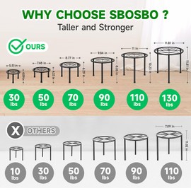 6 Pack Metal Plant Stands, Heavy Duty Plant Stand for Indoor Outdoor, Anti-Rust Iron Flower Pot Stands Outdoor Plant Holder, Potted Plant Shelf for Living Room Balcony Garden Patio (Black)