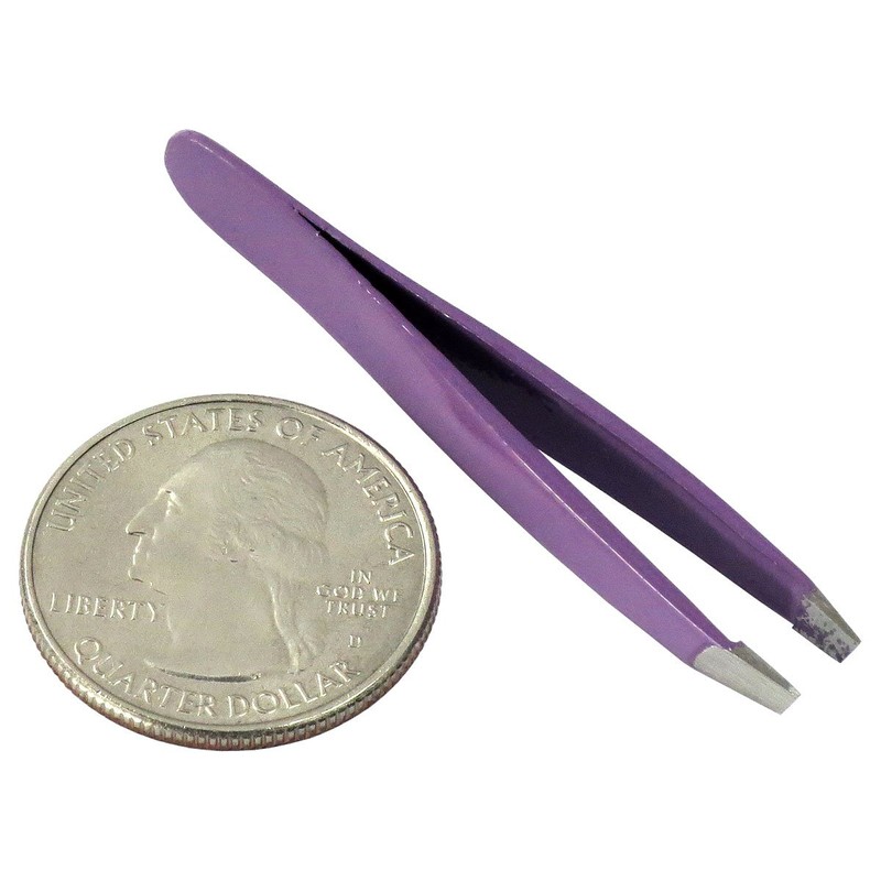 HTS 172M3 2" Purple Mini Slanted Travel Eyebrow Tweezers