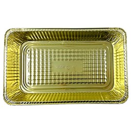 PACTOGO Full-Size Deep Black & Gold Disposable Steam Table Pans with Lids - Ideal for Baking, Roasting, Broiling, Cooking, 20.5 x 13 x 3.3 Inches - Heavy Duty (Pack of 5)