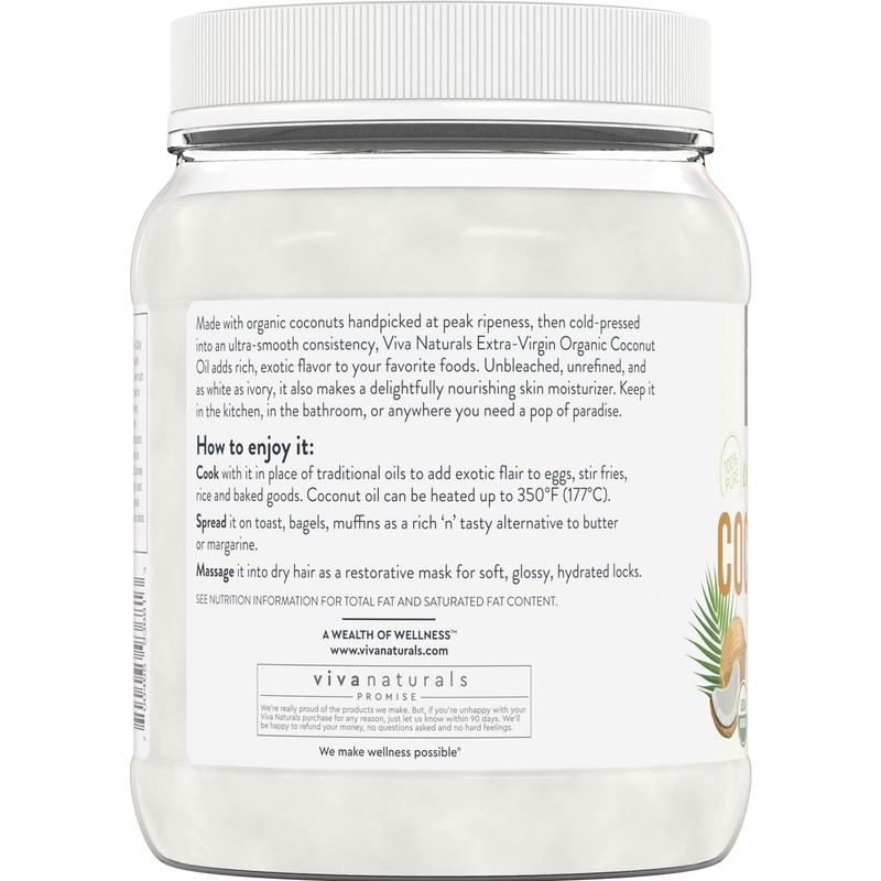 Viva Naturals Organic Coconut Oil, 54 fl oz – Unrefined,