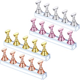 4 Sets Acrylic Nail Display Stand, BetterJonny Magnetic Nail Tip Practice Stand Nail Holders Base Professional Nail Art DIY Tools for False Nail Tip Manicure Tool