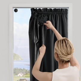 NICETOWN 100% Black Out Curtains for Living Room 118 inches Long, Portable Blackout Curtains Lightweight Easy to Install Energy Saving Blinds with Suction Cups for Bedroom, 1 Panel, W52 x L118