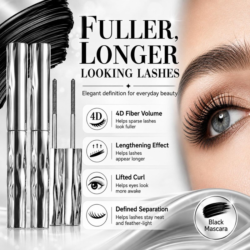 Mascara for Older Women 2PCS Set - Mascara Black, 4D
