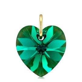 Lua Joia 9ct Gold May Birthstone Pendant Only With Sparkly Emerald Charm Heart Crystal Jewellery for Women Gift for Girls, Mum, Wife, Birthday, Anniversary & Valentine’s
