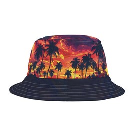 Palmy Sunset - Bucket Hat - Size: Large, Color: Black stitching