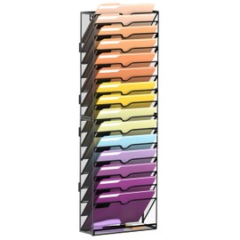 SUPEASY Organizador de archivos de pared colgante de 16 niveles para papeles, carpetas, portapapeles de archivos y organización de revistas, ideal par