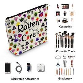 YULUENZE Descendants Makeup Bag Descendants Fans Gift Organizer Zipper Pouch Rotten to the Core Rotten Apple Skull Canvas Toiletry Cosmetic Bag Present for Women Friends Family-2