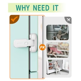 Qinzcp Updated Baby Safety Proof Fridge Latch Lock to Keep Door Closed,Child Proof Refrigerator/Fridge/Freezer Door Lock for Toddlers and Kids,no Tools Need or Drill (White-1pcs)