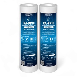 Ronaqua 1 Micron Sediment Water Filter Cartridge 10"x2.5", NSF Certified, 4-Layer Filtration for any 10-inch RO Units & Whole House Systems, Compatible with Culligan P5, AP110, WHKF-GD05, 2 Pack