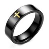Cross Rings for Men, Black Stainless Steel Classical Simple Plain