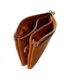 The Accessory Co. Womens Small Clutch Bag Plain Crossbody Purse Multi Compartment Pocket Evening Bridal with Wristlet and Long Shoulder Strap (Tan)