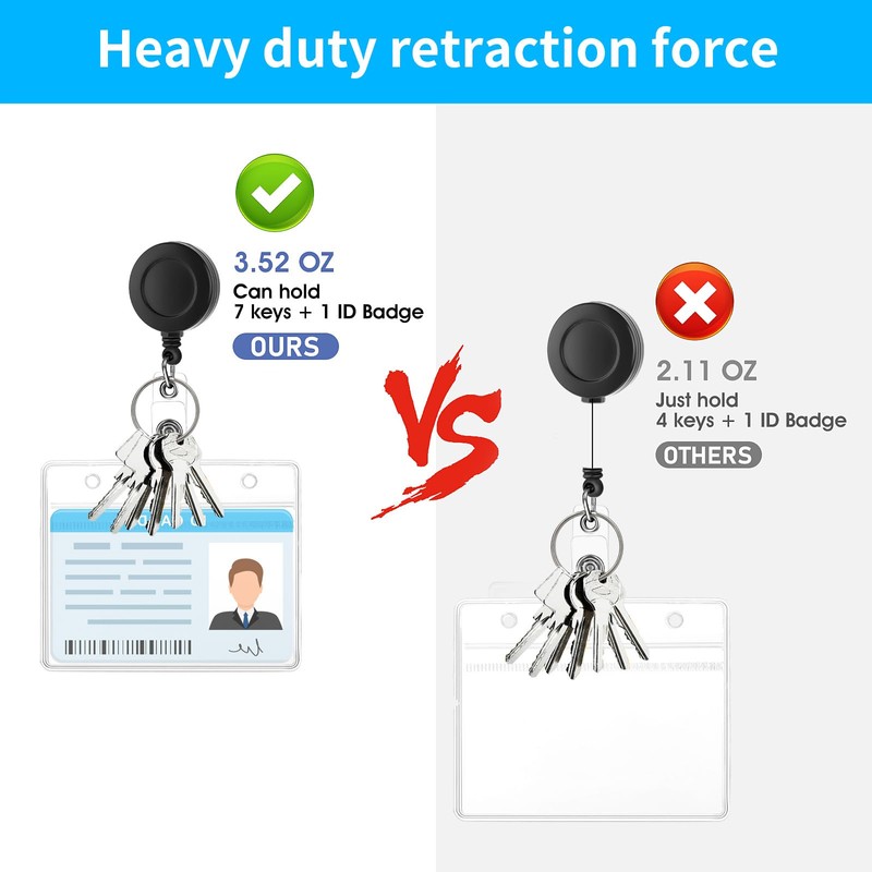 Molain 2 Pack Soft Plastic Horizontal Badge Holder with Retractable