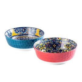 HENXFEN LEAD Large Salad Bowl Sets for Serving Pho, Ramen, Soup, Fruit, Snacks - 48 Oz Big Ceramic Bowls for Family, Kitchen Cooking, Dinner Party - Set of 2