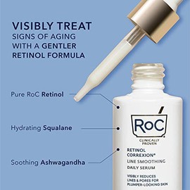 RoC Retinol Correxion Pore Refining Line Smoothing Serum, Daily Anti-Aging Wrinkle Treatment with Squalane, Skin Care for Fine Lines, Dark Spots, Post