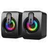 KOMBIUDA 1pair USB-Powered Computer Speakers RGB Lighting Omnidirectional Sound Portable