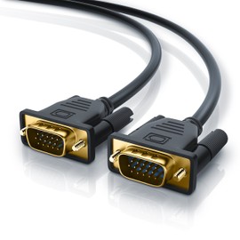 CSL 2 m HQ Full HD VGA Cable D-Sub Male S-VGA to S-VGA Video Cable 1080p Full HD Kink Protection Gold-Plated Contacts Triple Shielded Black