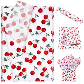100 Sheets Cherry Printed Tissue Paper -Summer Fruit Design Bulk Tissue Paper for Birthdays, Party Decoration, DIY Projects, Scrapbooking 13.8 x 19.7 Inches