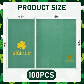 100Pcs St. Patrick's Day Guest Napkins Slainte Cheers Disposable Paper Napkins Green Gold Foil Lucky Shamrocks Bathroom Dinner Hand Towels for Irish Celebration Events Party Supplies