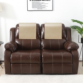 Hittun 2 Pieces Recliner Headrest Covers Protector Non Slip Waterproof Recliner Sofa Headrest Covers for Recliner Chair,Faux Leather Recliner Couch Headrest Protector for Sofa,Theater Seat (Beige, 2)