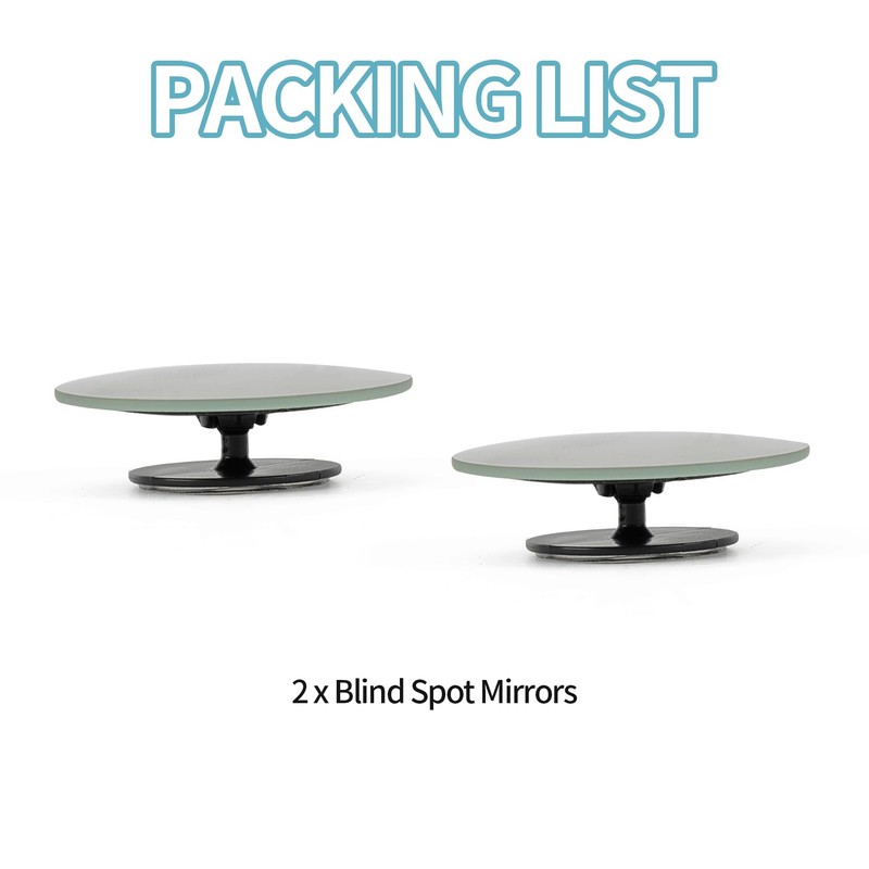 PSLER 2" Round Frameless Convex Car Blind Spot Mirror, 360