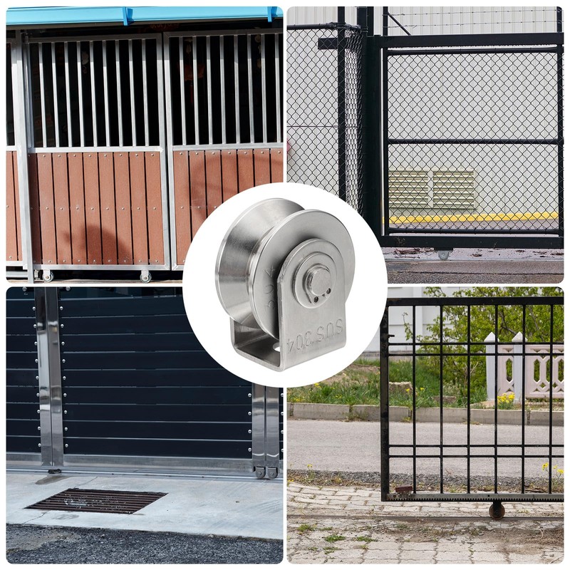sourcing map V Groove Wheel with Bracket, Stainless Steel Track