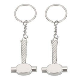 PATIKIL Mini Claw Hammer Keychain, 2 Pack Multifunctional Hardware Tool Key Chain Creative Convenient Pocket Tools Keychain for Claw Hammer Key Ring, Silver