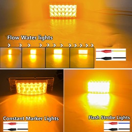 Kingshowstar 4Pcs 5.8" Amber 21-LED Side Marker Lights - 3-in-1 Sequential Turn Signal, Brake,Strobe, Waterproof Indicator Clearance Trailer Tail Lights for Trailers,Trucks,Vans, RVs,Campers,RV(12V)