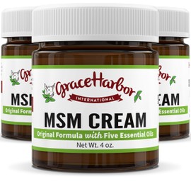 Grace Harbor MSM Cream – Original – Daily Skin, Muscle and Joint Rub with Goat Milk, Essential Oils & MSM – Neck, Back, Shoulder, Elbow, Knee, Hand and Foot Therapy – 4 oz (3 Pack)