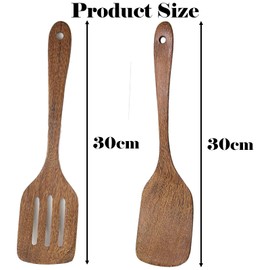 Wooden Spatula, 2 Practical Items Wooden Spatula for Cooking, Heat-Resistant and Non Stick Wooden Spatulas, Wooden Utensils Use for Frying Chicken Wings, Hamburgers, and Other Delicious Foods