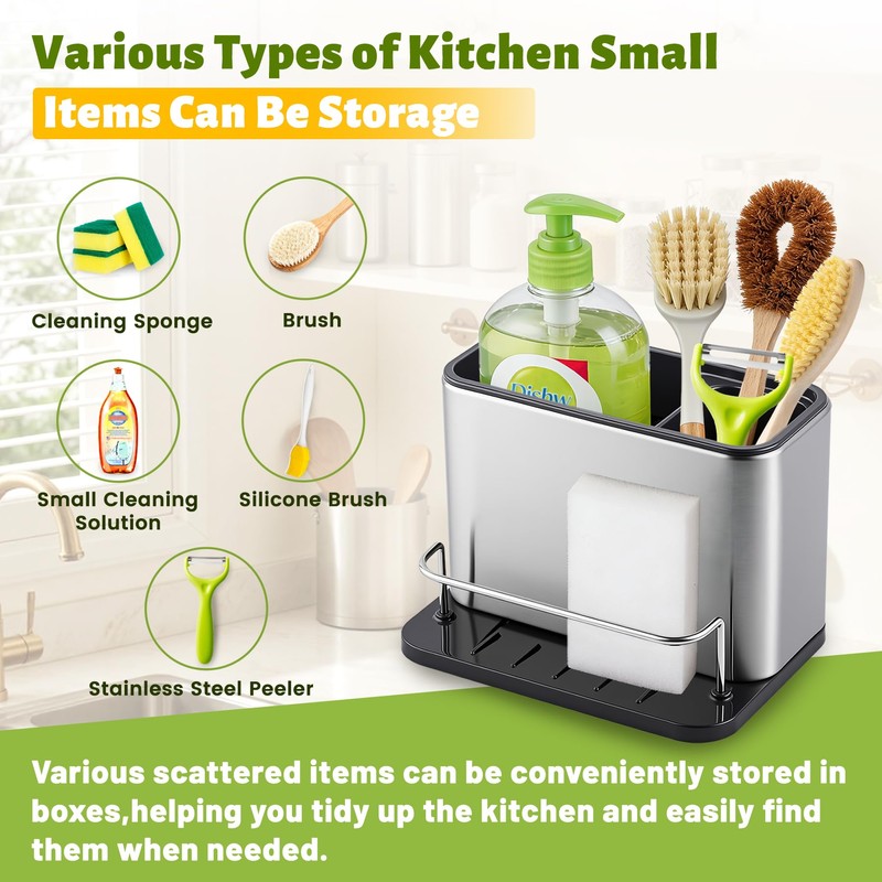 Kitchen Sink Holder,Rustproof Dispenser Kitchen Organizers with Water Drainage Board