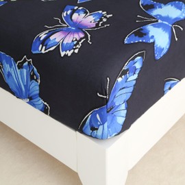 SDIII 3PCS Blue Butterfly Sheet Full Set, 1 Fitted Sheet and 2 Pillowcase, Microfiber Cute Sheets Full, Butterfly Bed Sheets for Kids Boys Girls Teens