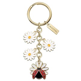 MONNEL Z637 Little Daisy and Ladybug Charms Pendants Keyring Keychain with Velvet Bag for Women (White), Multicolor, 2.1 cm (L) X 0.3 cm (W) X 2.0 cm (H)