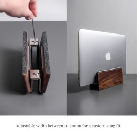 Raico Vertical Laptop Stand Adjustable Premium Walnut Wood Dock Clamshell Stand Macbook Holder for Desk - Walnut Wood | Single Slot