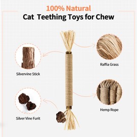 YWAOOH 3 Pack Silvervine Sticks Cat Toys, 100% Natural Kitten Teething Chew Toys, Catnip Toys for Kittens & Cats, Cat Approved Gift, Protects Furniture