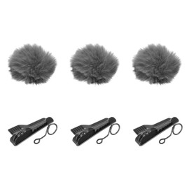 sourcing map Microphone Cover Furry Windscreen Mic Cover with Clip for 0.5-1.2mm Microphone 1 Set, Grey