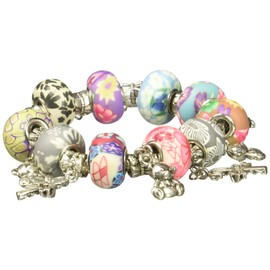 BSI - European Style Charm Bracelet with Twist End, Clay Beads, and Christmas Decoration Charms ~ Holiday Gift